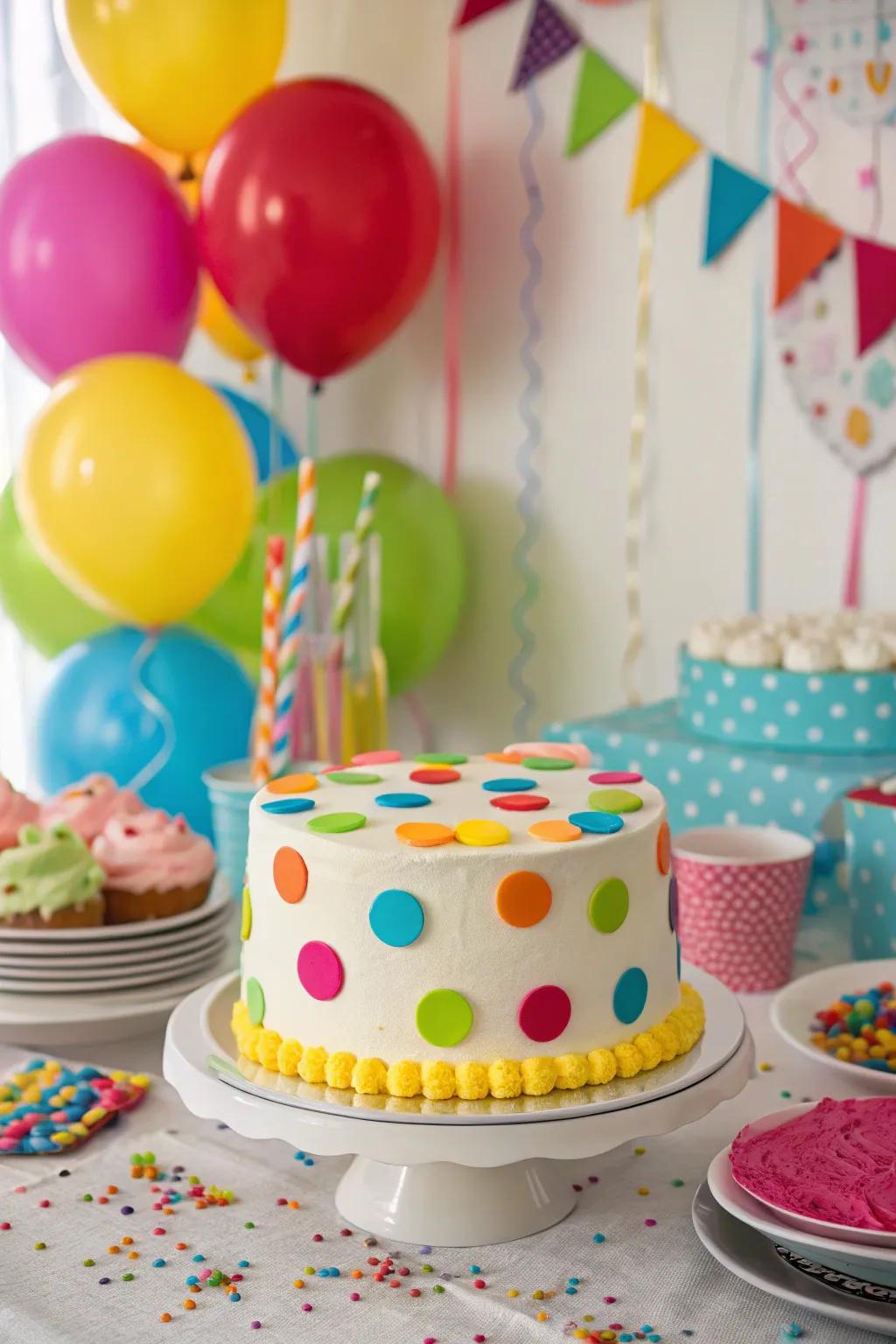 Playful buttercream dot motifs for a cheerful cake expression