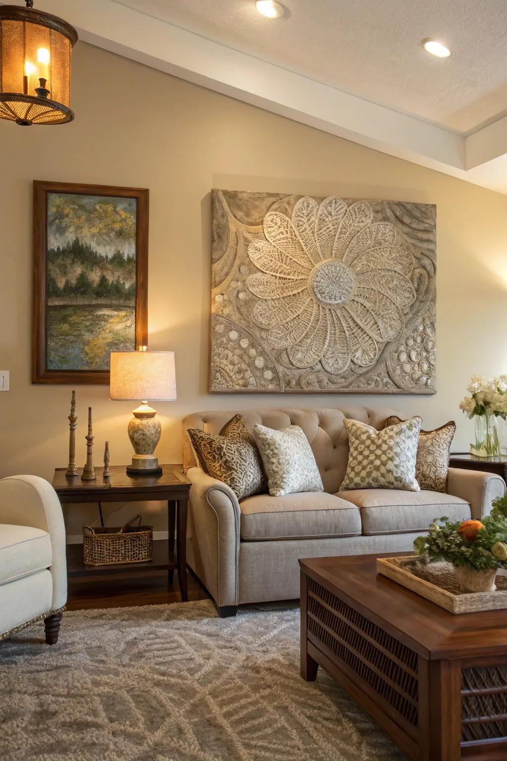 Texture in artwork enriches your decor's dimension.