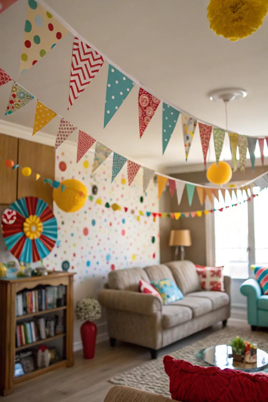 Banners and garlands contribute a festive style to your location.