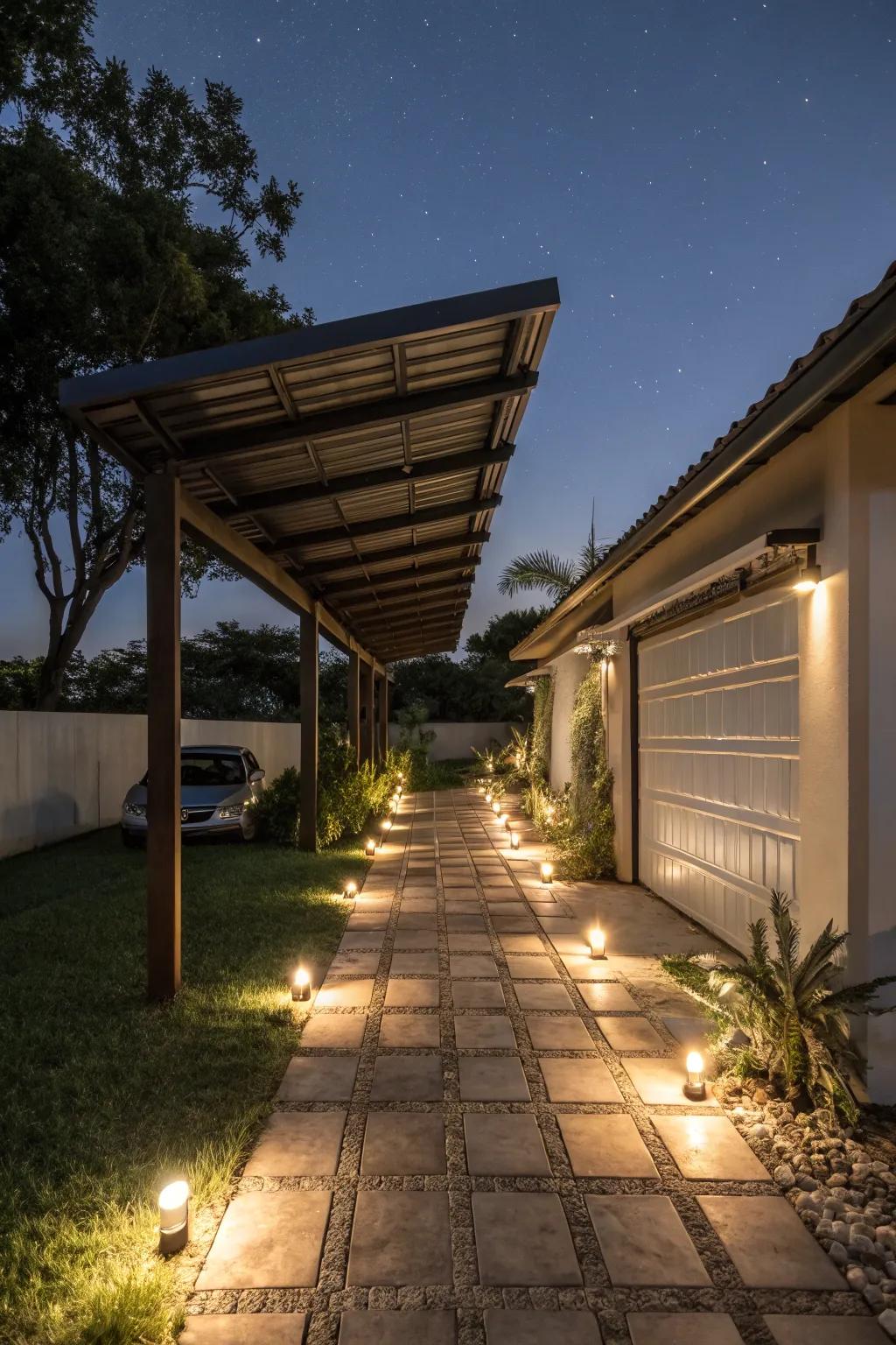 Eco-conscious solar lights beautifully brighten your walkway.