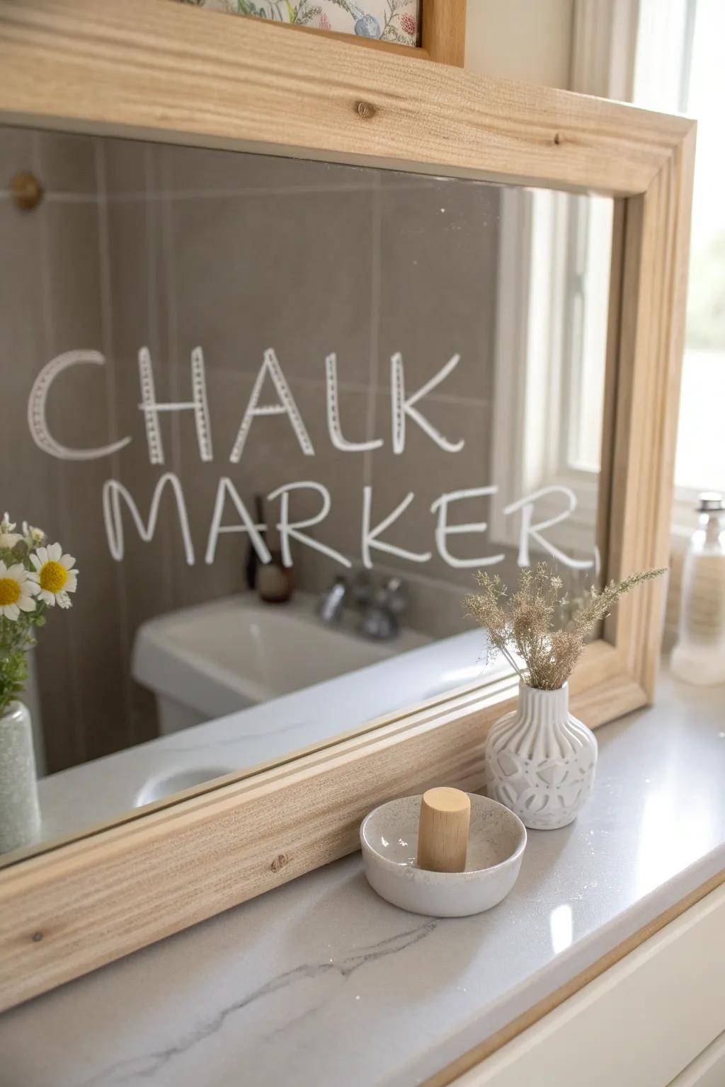 Start your day with a grin and a motivating message on your mirror. #MirrorMessages #ScandiBoho