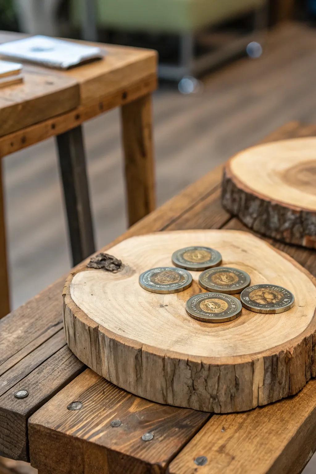 Naturally aged platforms impart warmth and nature to your exhibit.