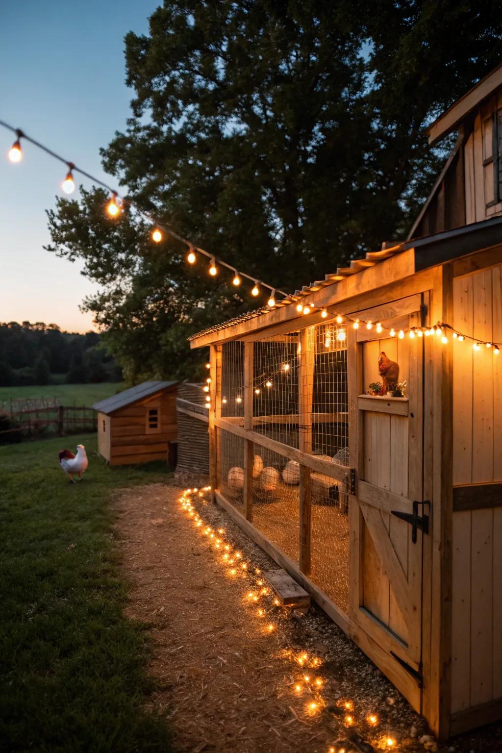 Filament bulbs infuse a snug and enchanting ambiance into your coop.