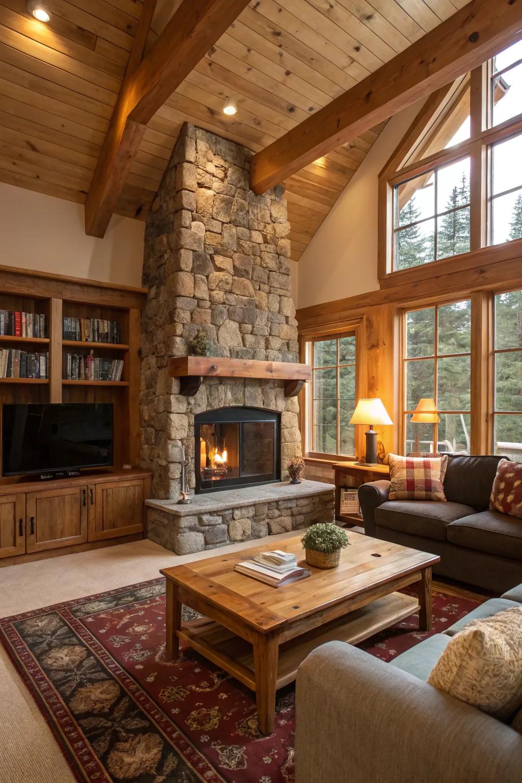 Natural timber details offer warmth and countryside charm to this welcoming area.