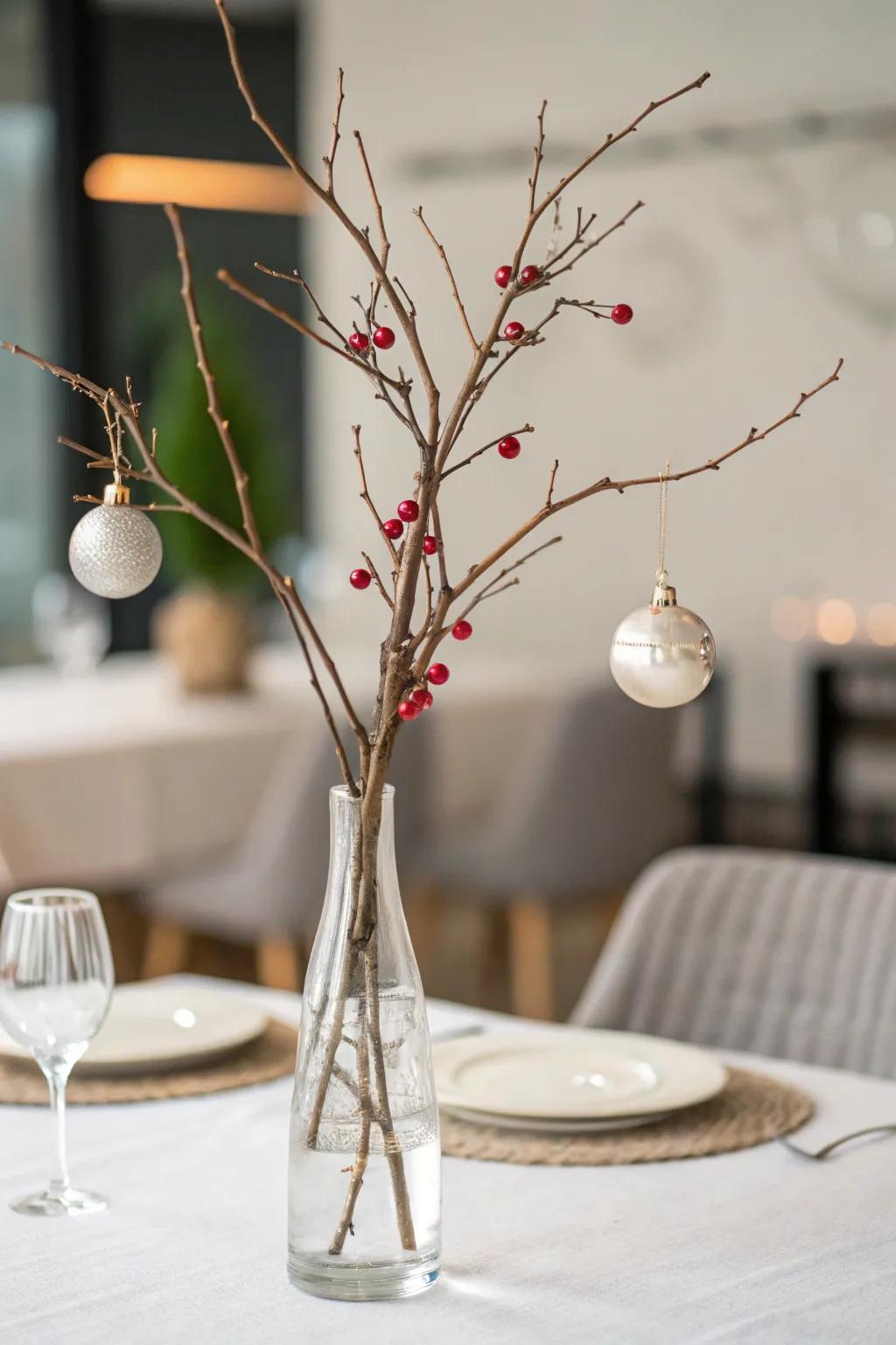 A minimalist centerpiece provides a streamlined and contemporary accent.