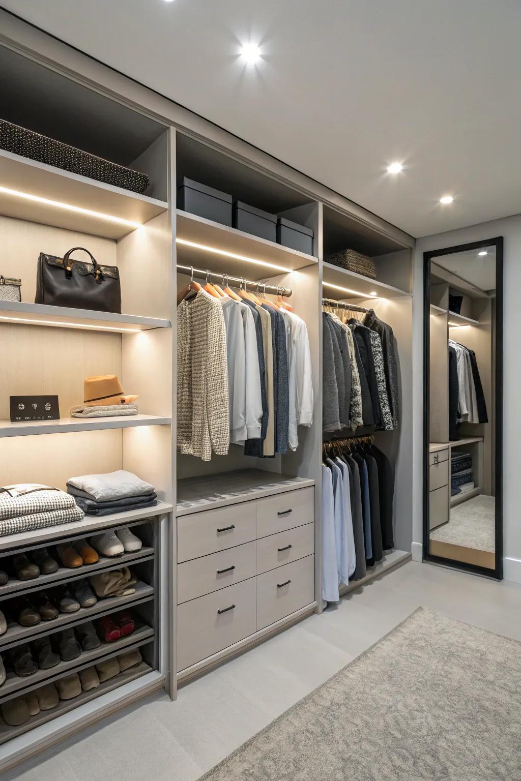 Built-in closets offer tailor-made storage solutions.