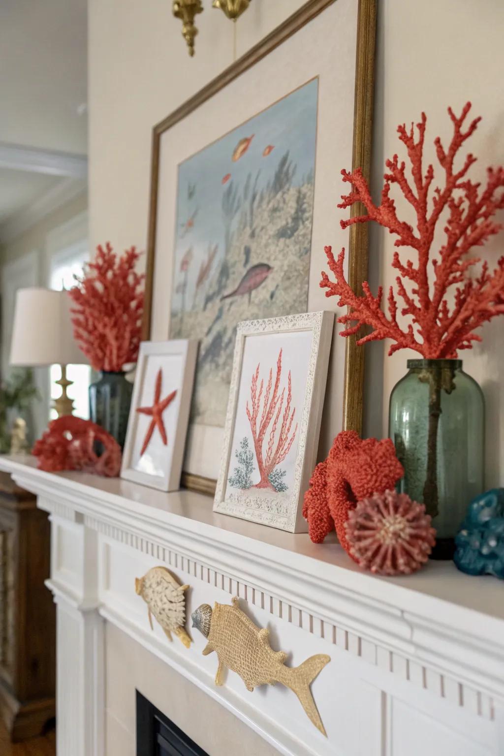 Seaside decor items contribute charming coastal details.
