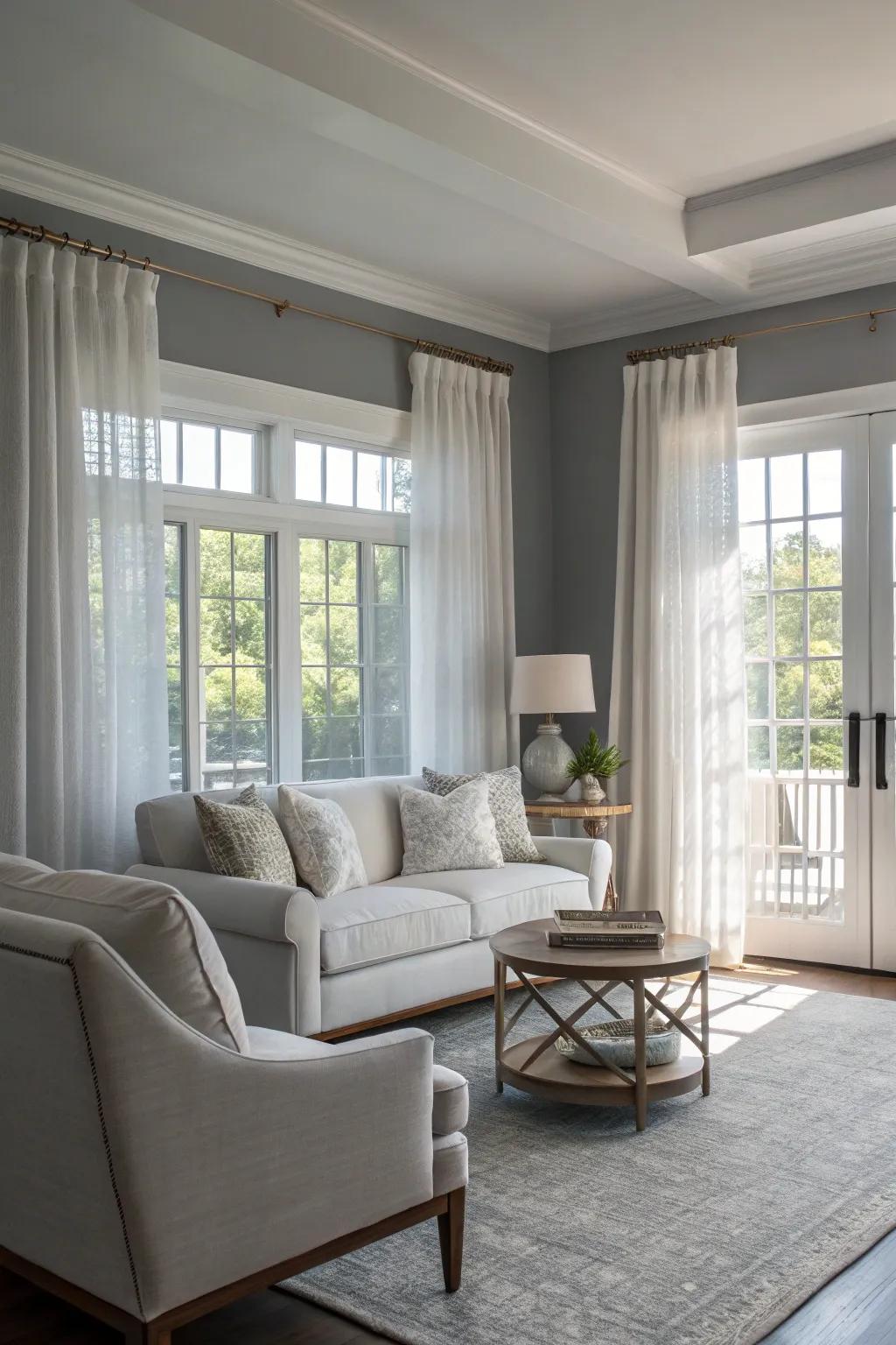 Coastal gray provides a sophisticated yet fresh base.
