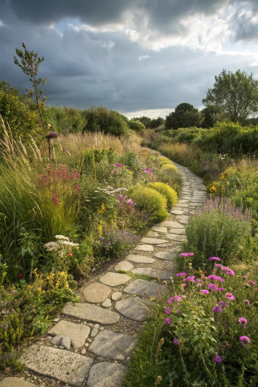 Flagstone walkways craft a seamless journey through your garden.