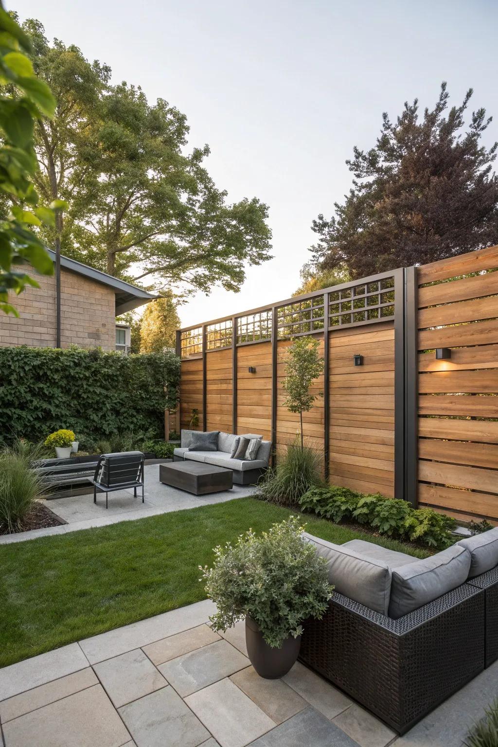 Wooden and metal highlights for a modern touch.