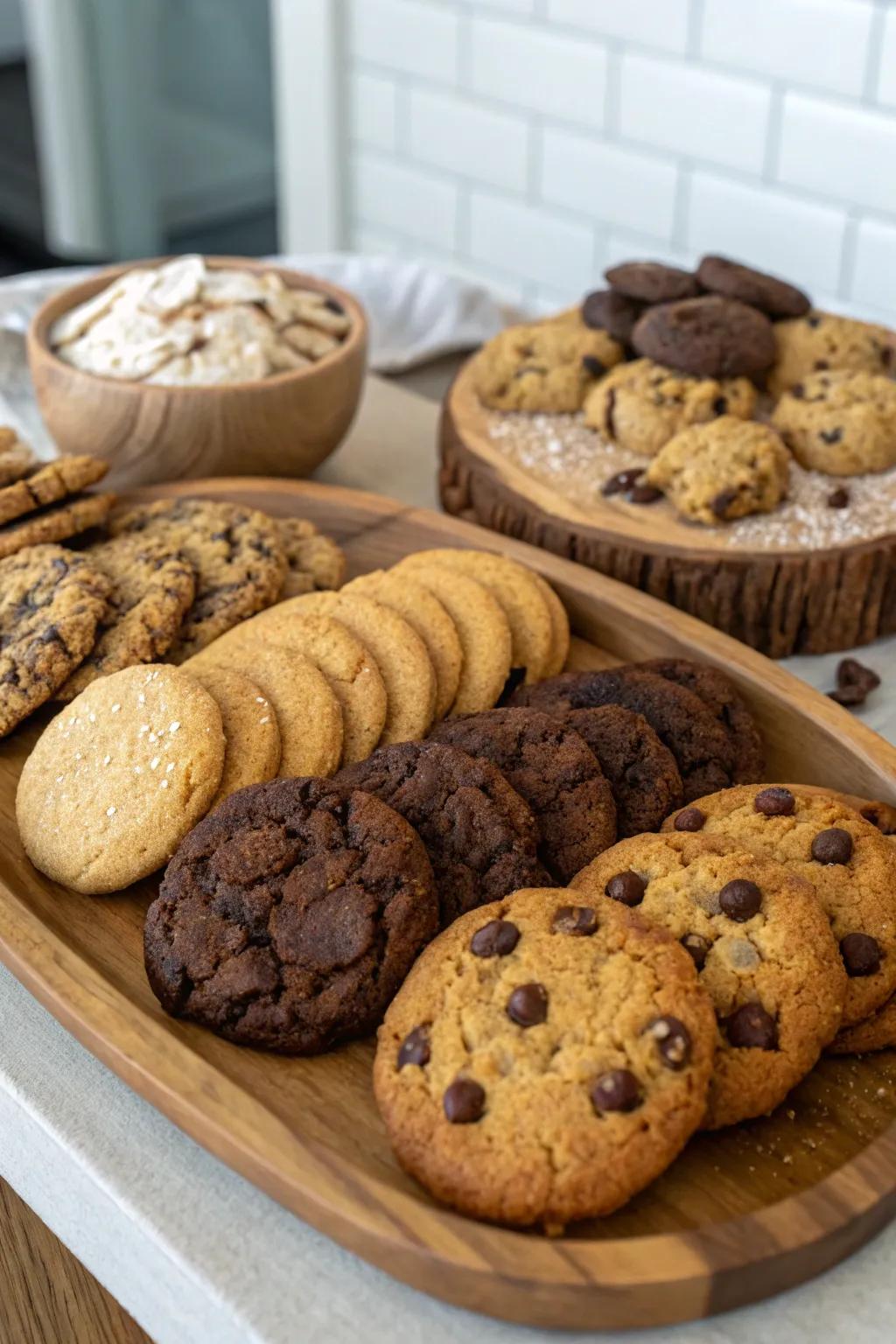 A blend of textures contributes depth to your cookie presentation.