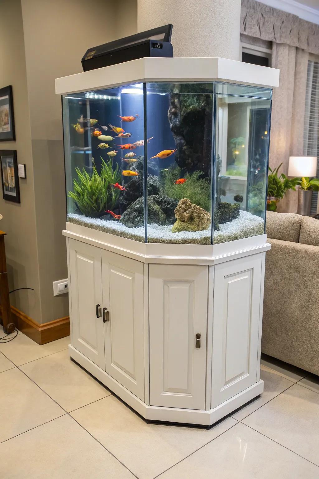 A practical layout ensures easy access to maintain your fish haven.