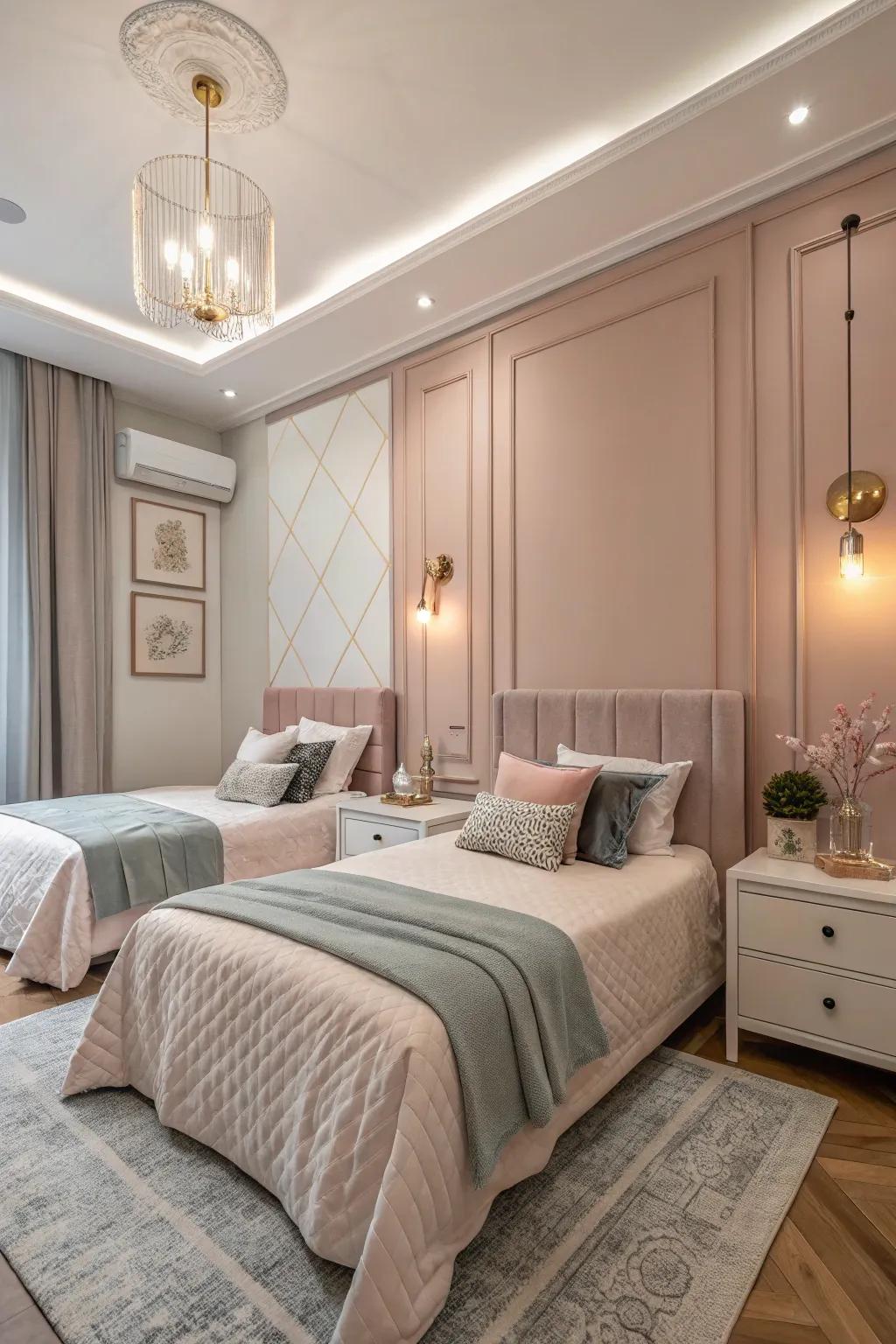 Gentle pastel shades foster a calming atmosphere.