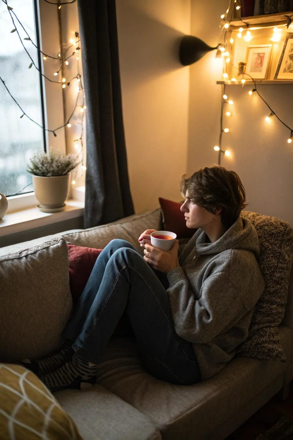 An introspective nook that captures warmth and reflection.