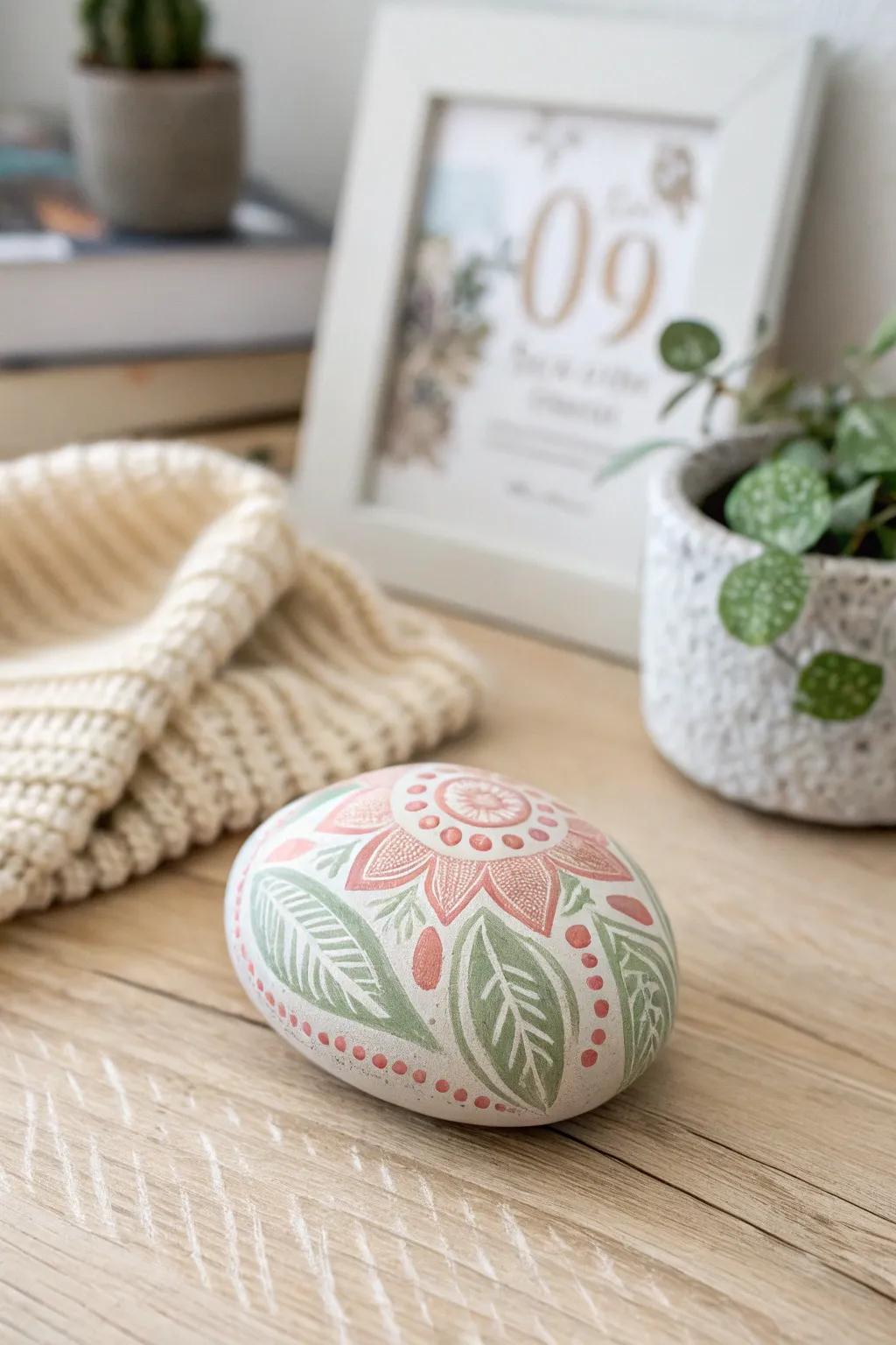 Embrace the allure of simplicity with exquisitely painted stone artwork, where nature encounters ingenuity.