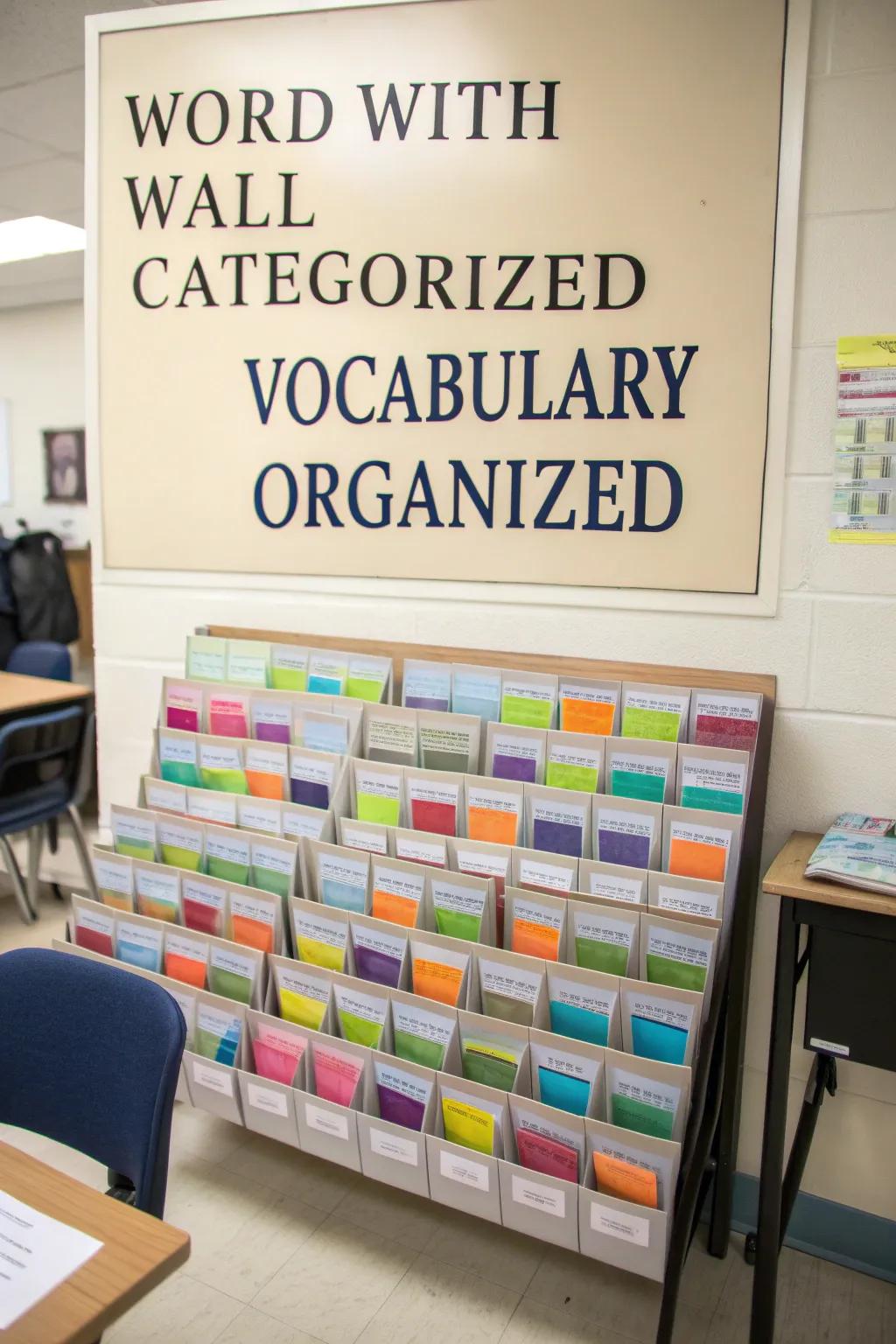 A meticulously categorized vocabulary vista showcasing alphabetically ordered lexicon