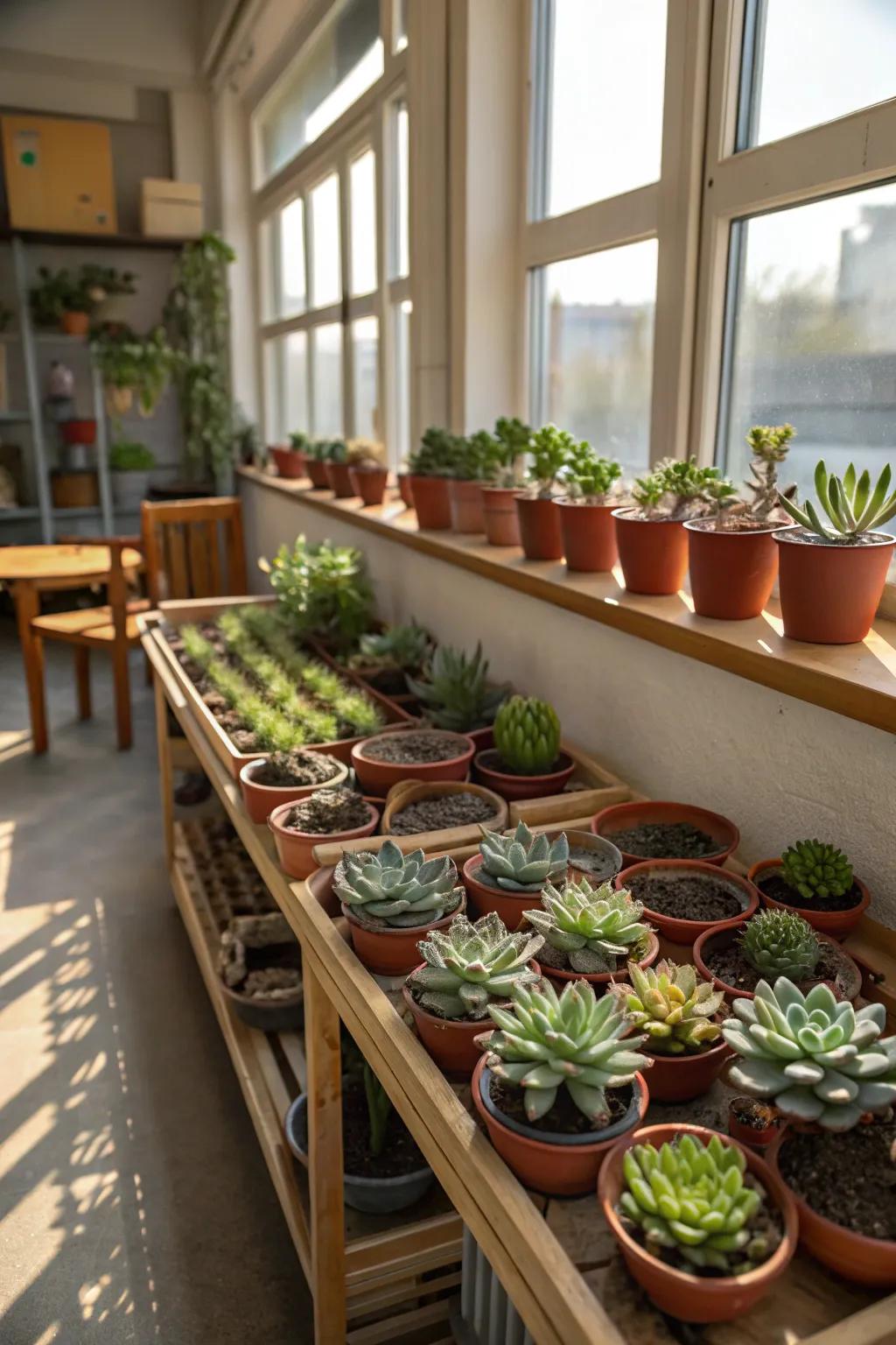 Succulents introduce a revitalizing touch of nature.