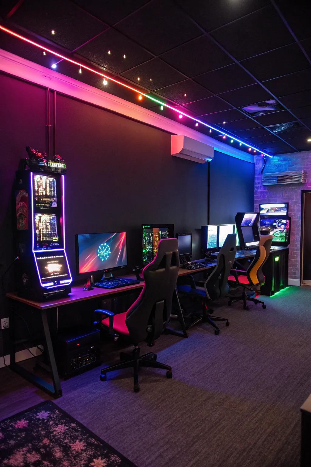 Dark themes, when set against vivid lighting, create a stunning visual contrast.