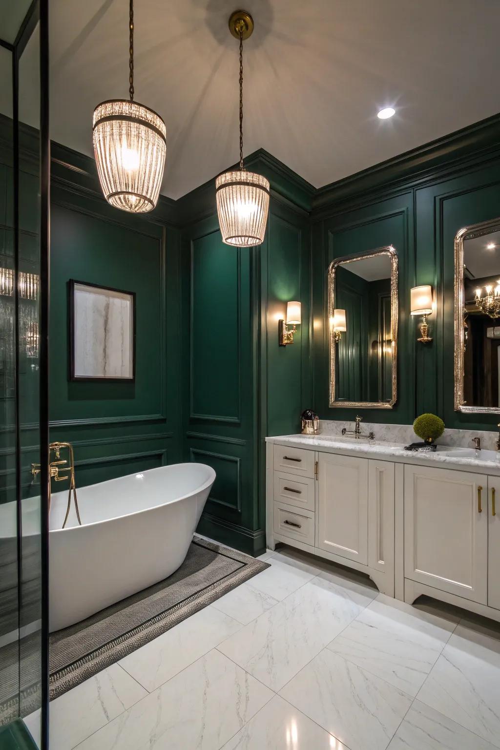 Eye-catching illumination enhances the space's elegance.