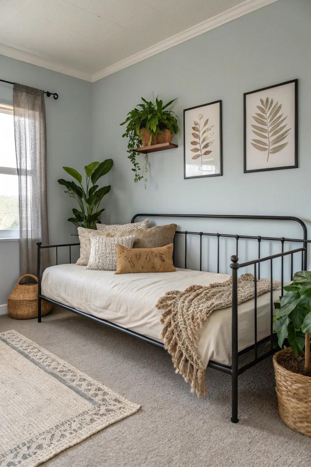 With a daybed with a minimalist metal frame, embrace simplicity.