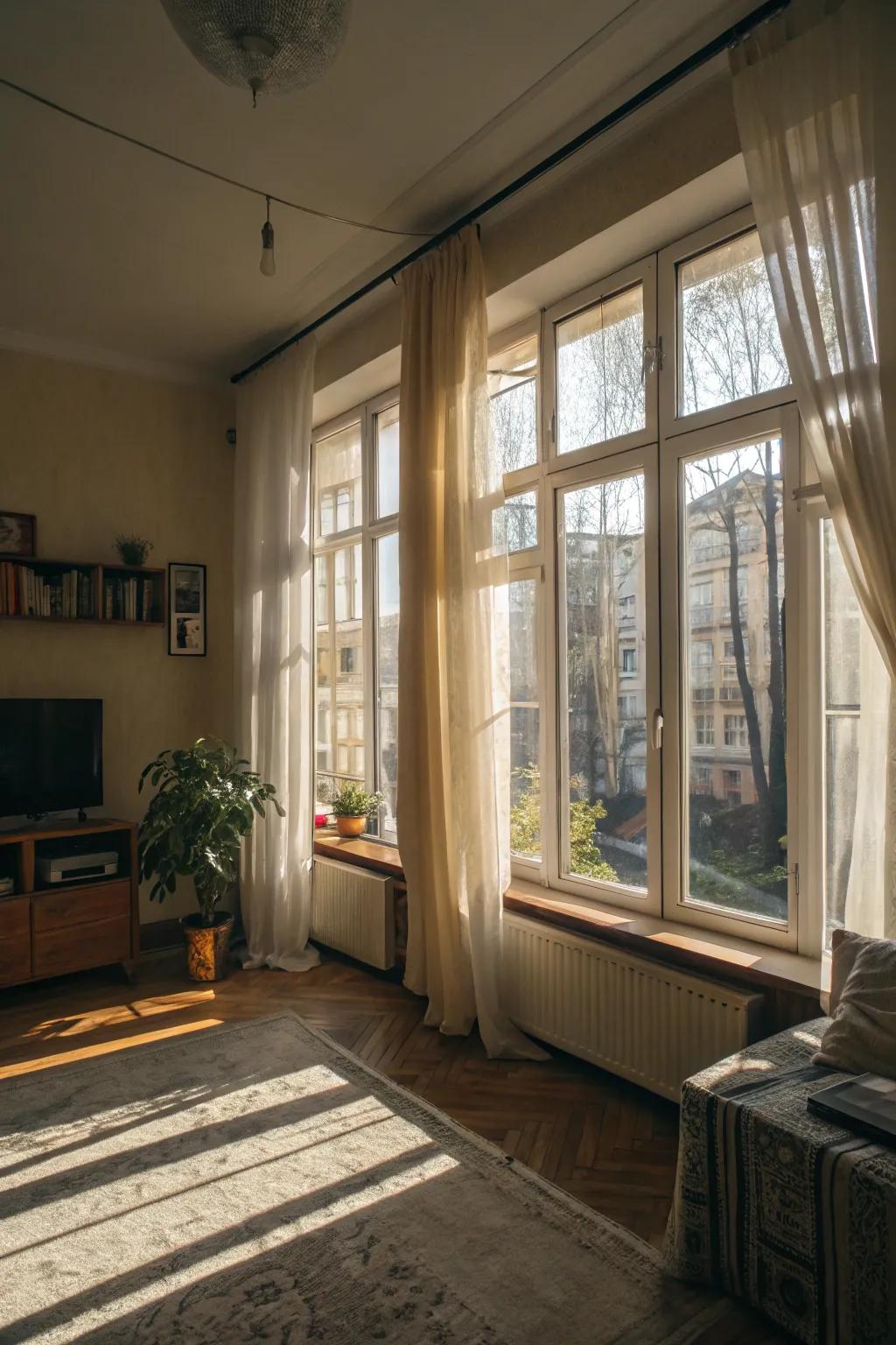 Natural light can significantly improve the perceived size of your apartment.