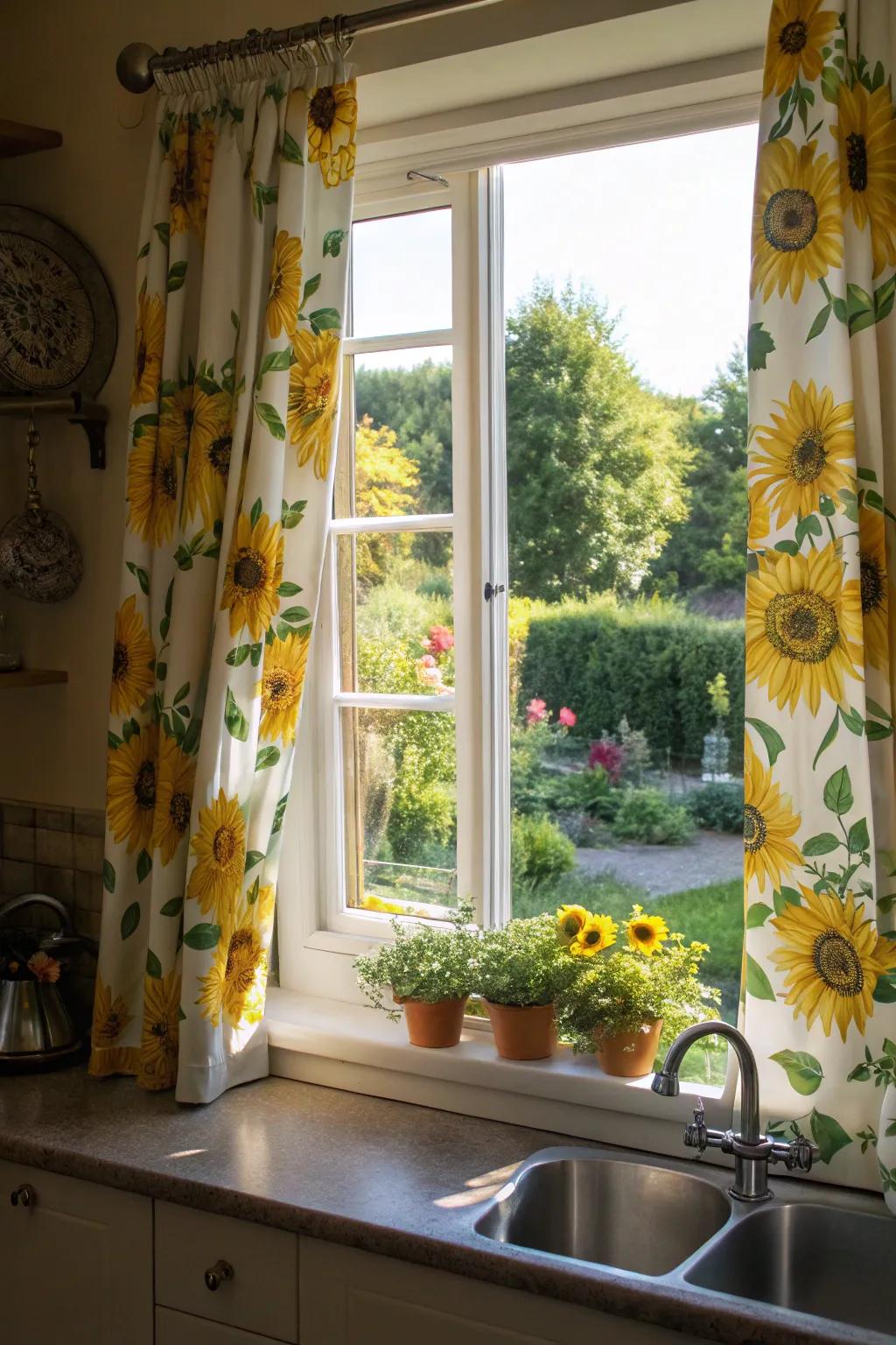 Sunflower window coverings can liven up any area, adding a cheerful element to your decor.