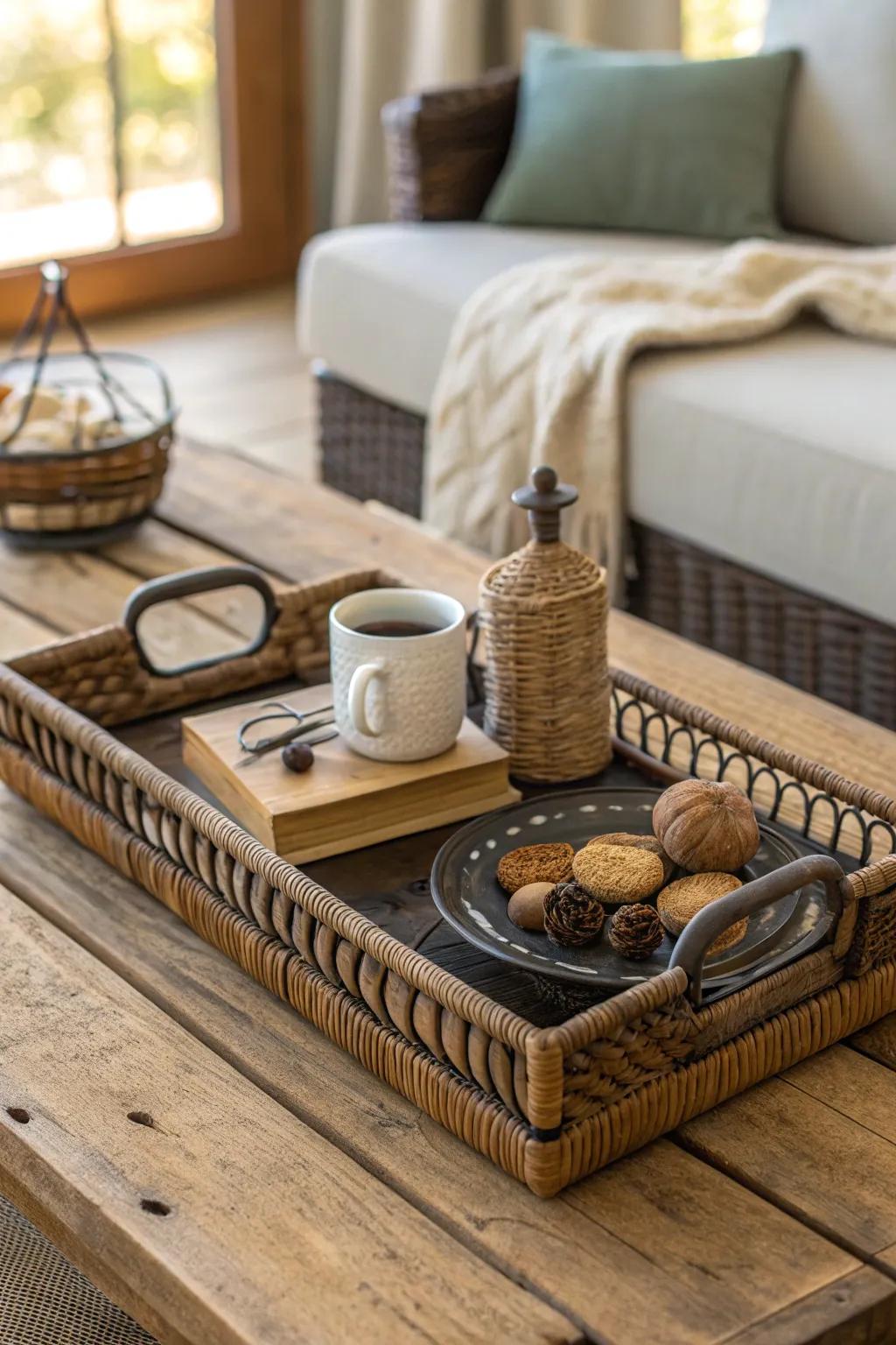 Textured layers create a visually rich display.