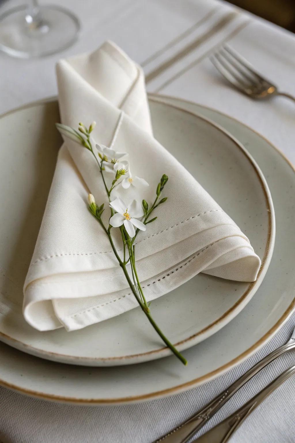 Elaborate fabric artistry introduces an artistic element to your table.
