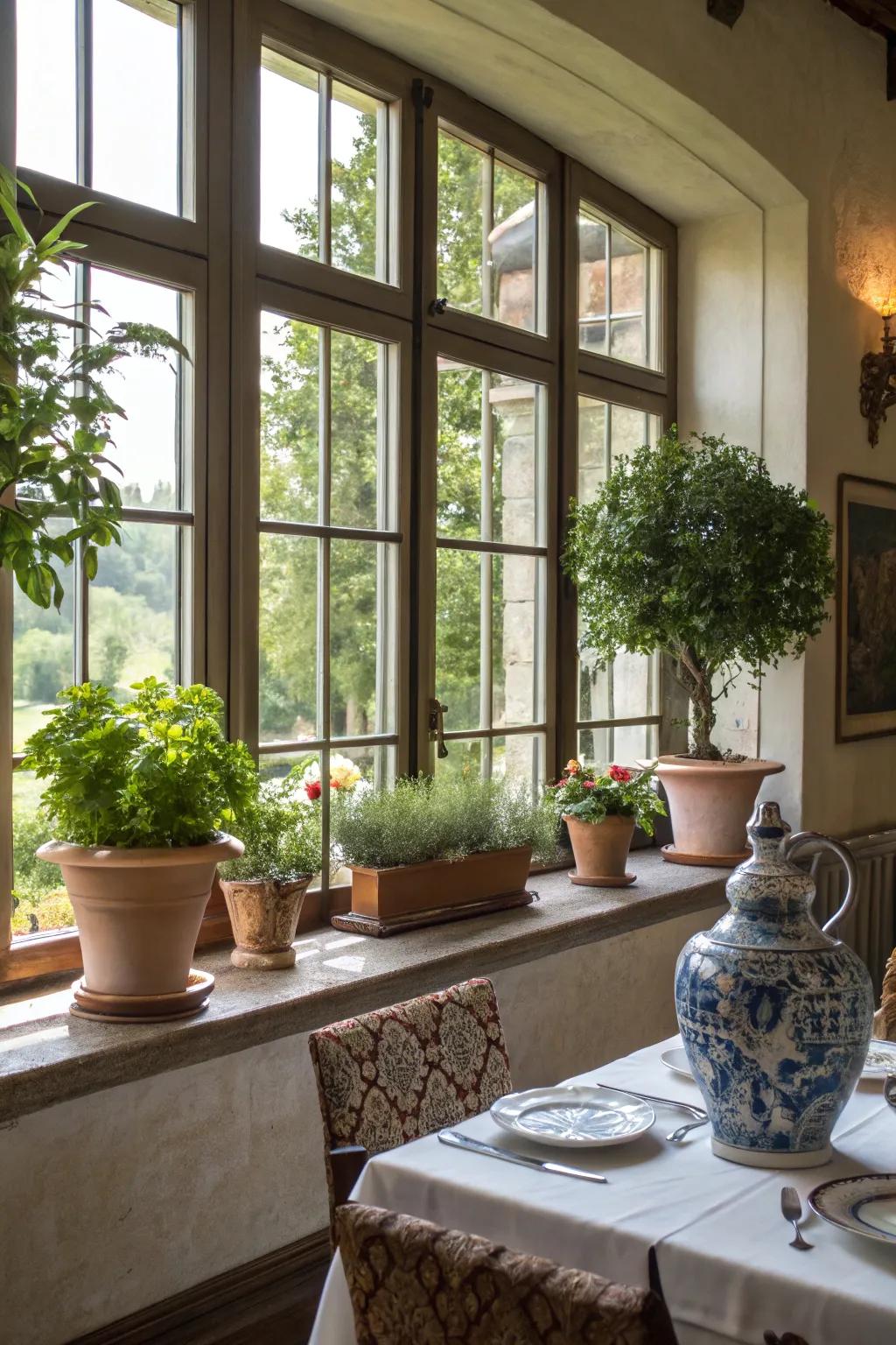 Introduce greenery to brighten your dining room.
