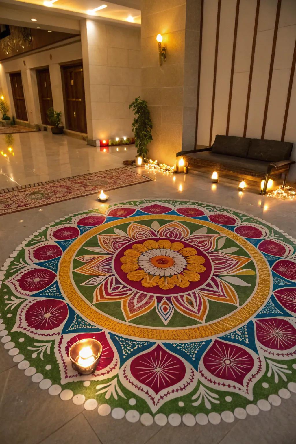 An impactful ground art that adds color and creativity.