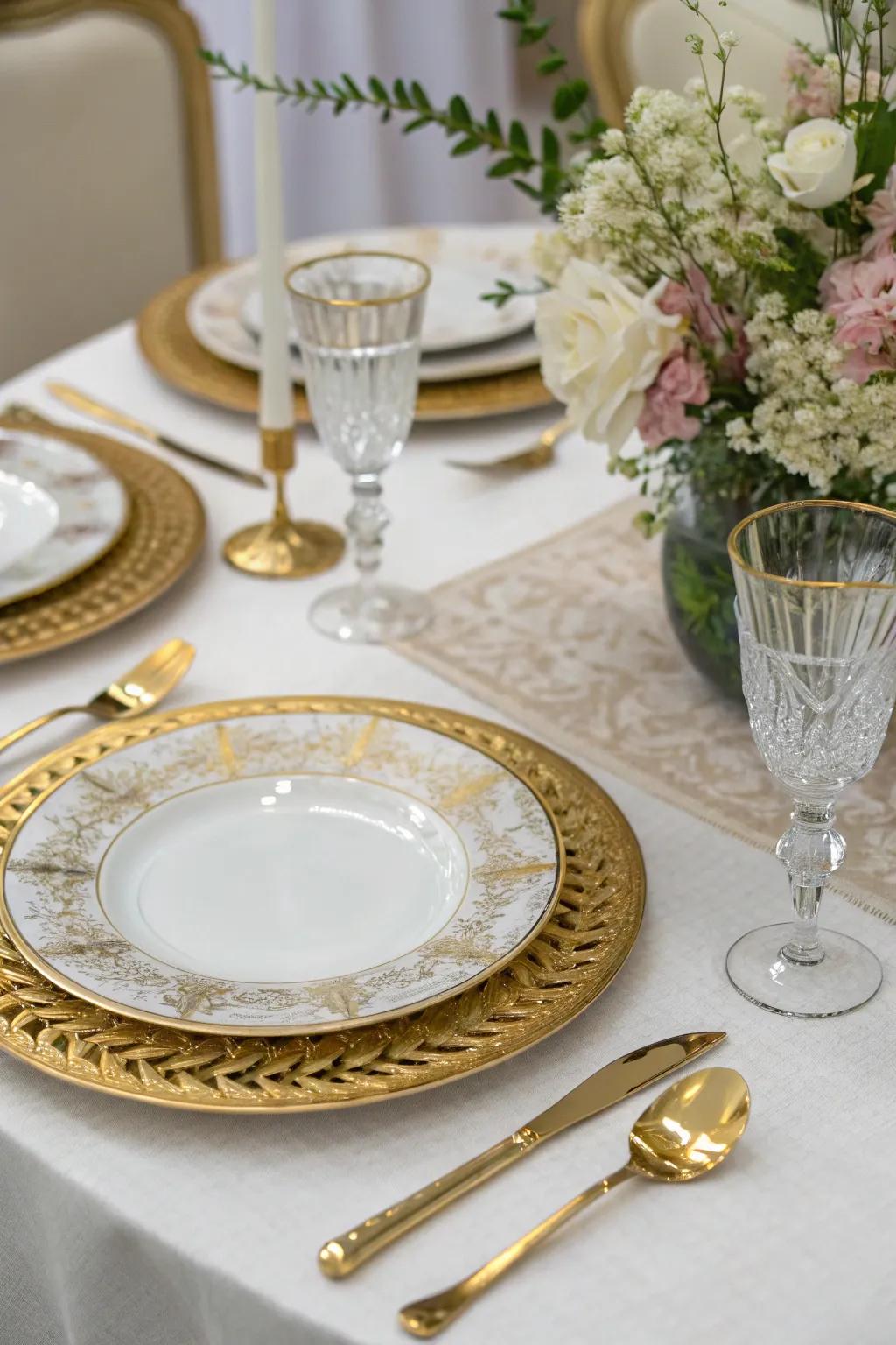Elegant table settings featuring golden accents elevate the Diwali eating experience.