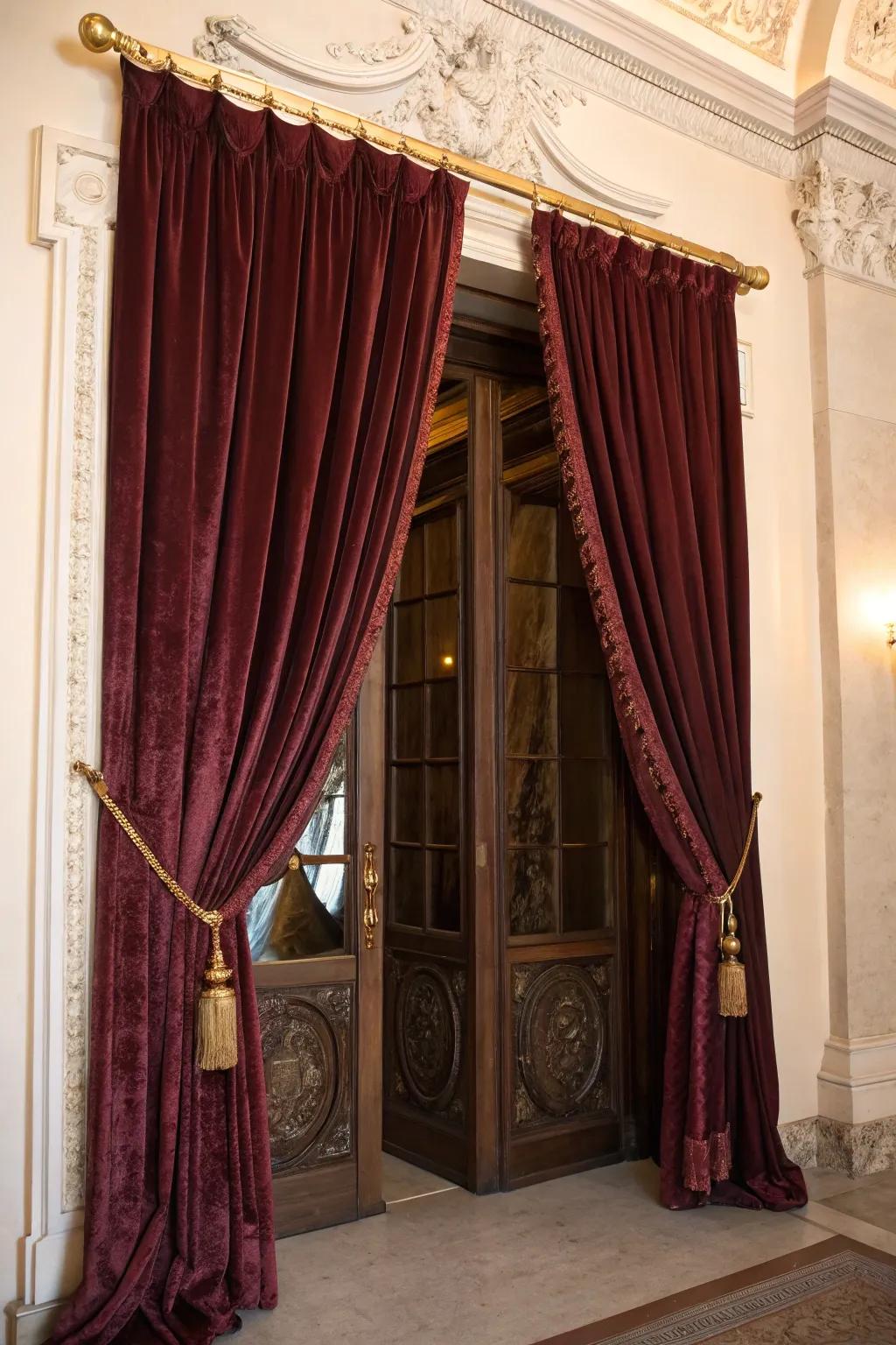 Transform doors into focal points with full-length drapes.