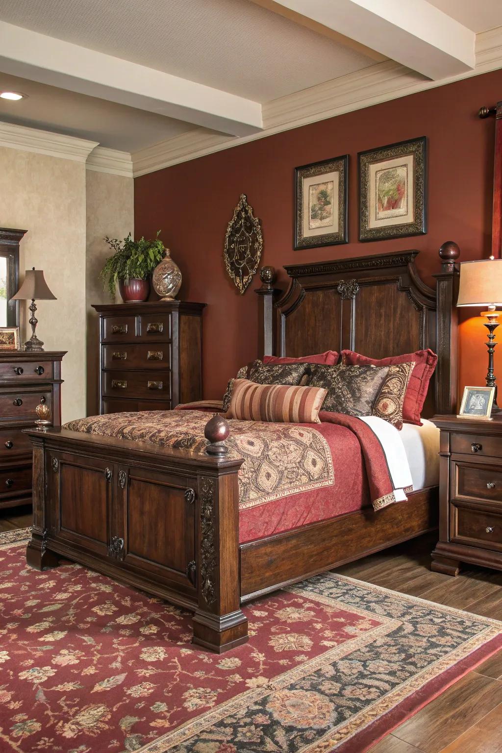 Ebony woodwork injects a layer of sophistication and profoundness into the setting.
