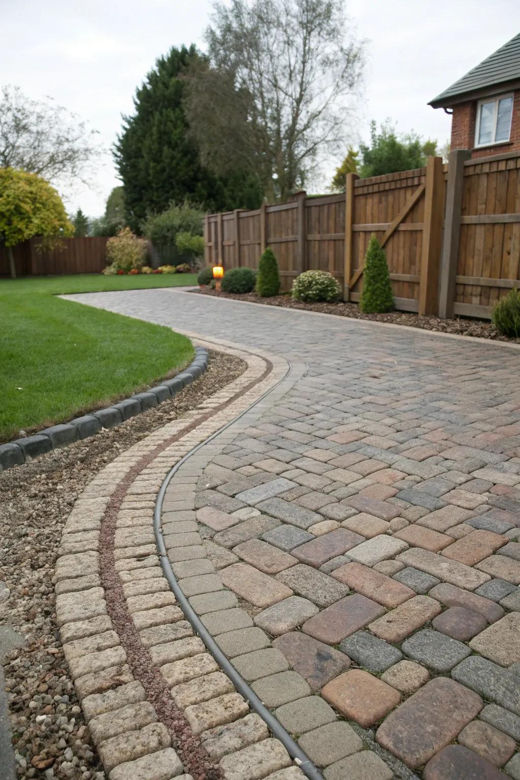 Combining materials like cobblestones and bricks enhances texture and charm.