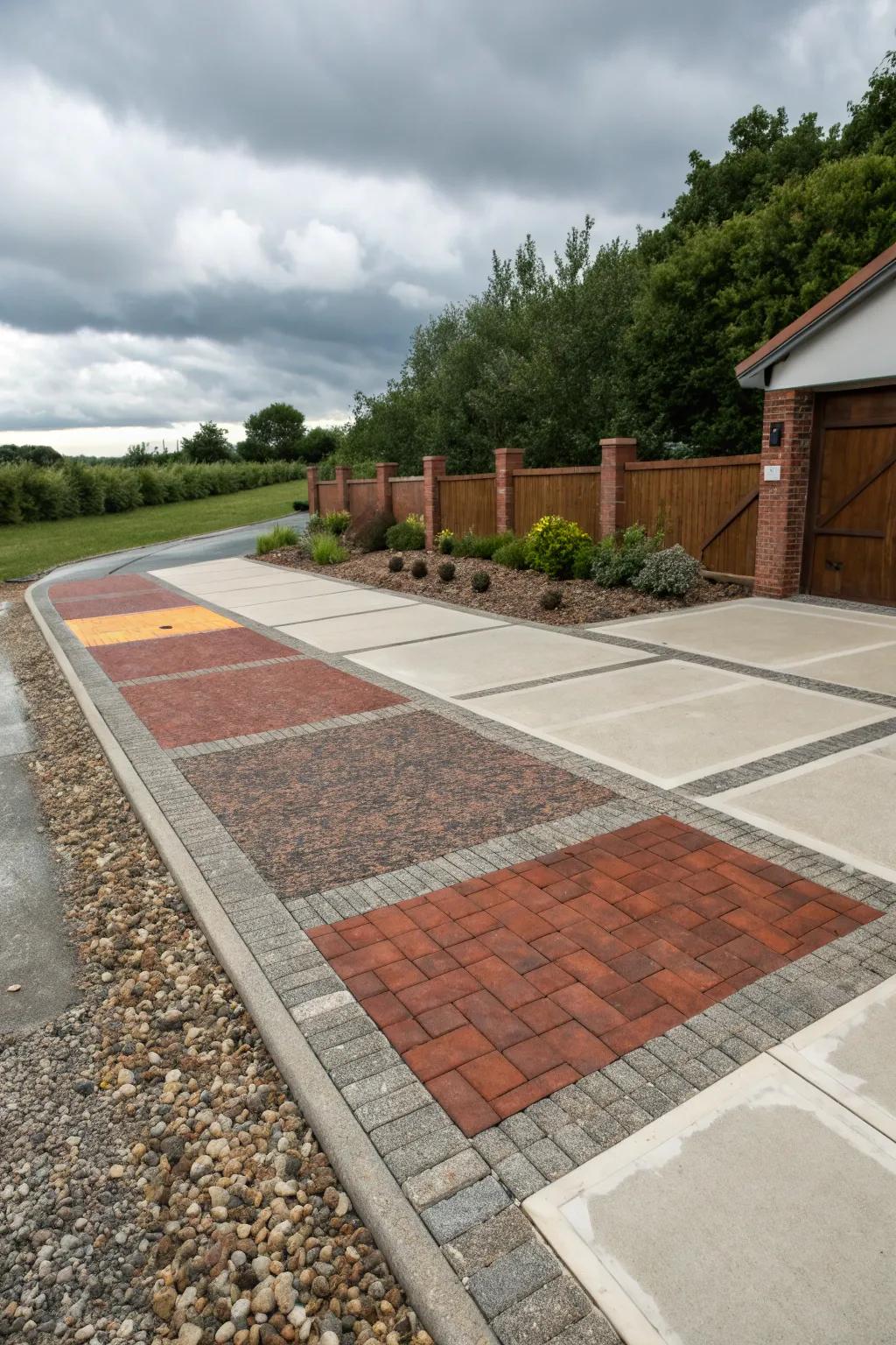 Combining materials enriches your driveway’s visual texture.