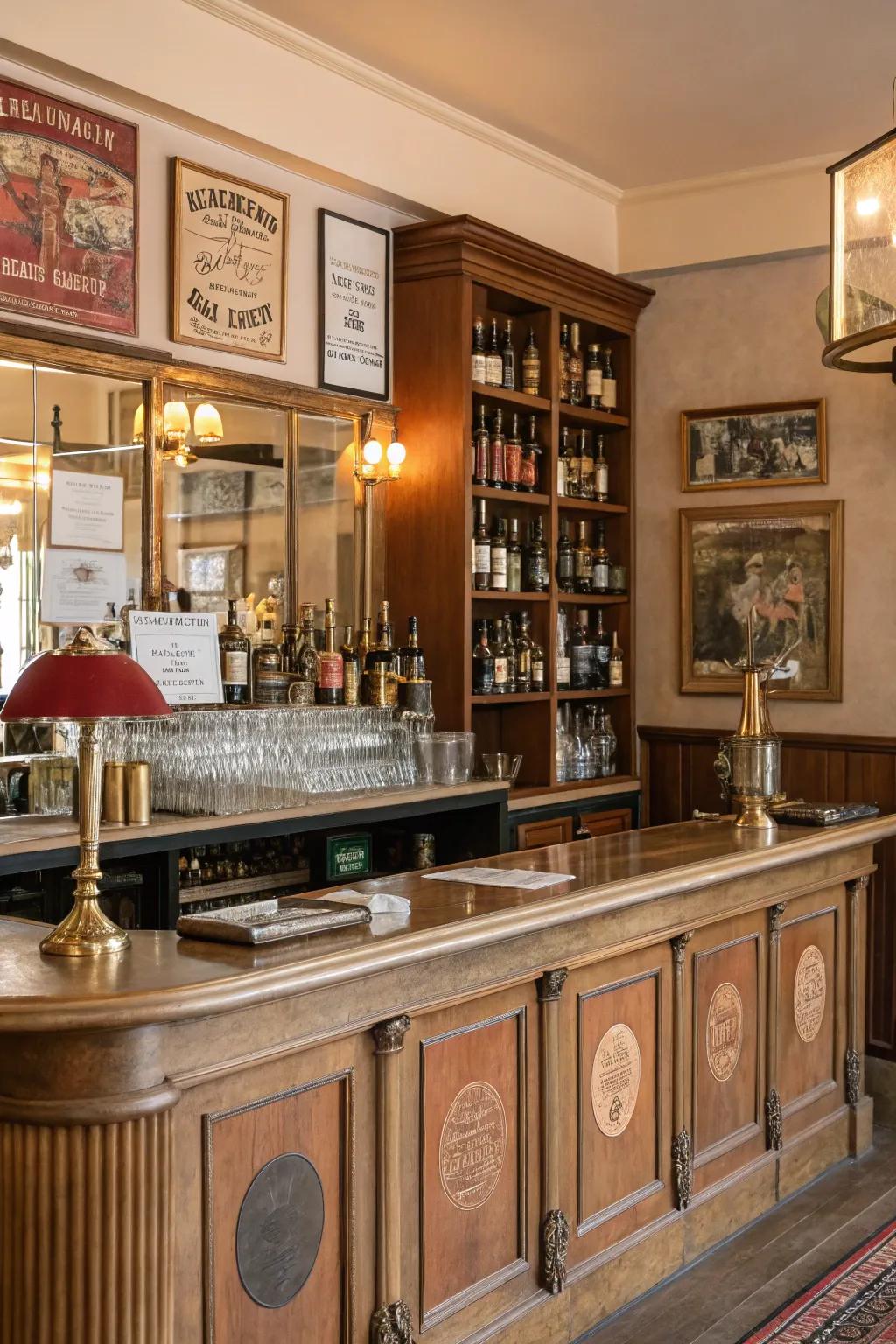 Embrace sentimentality using a retro-themed private bar.