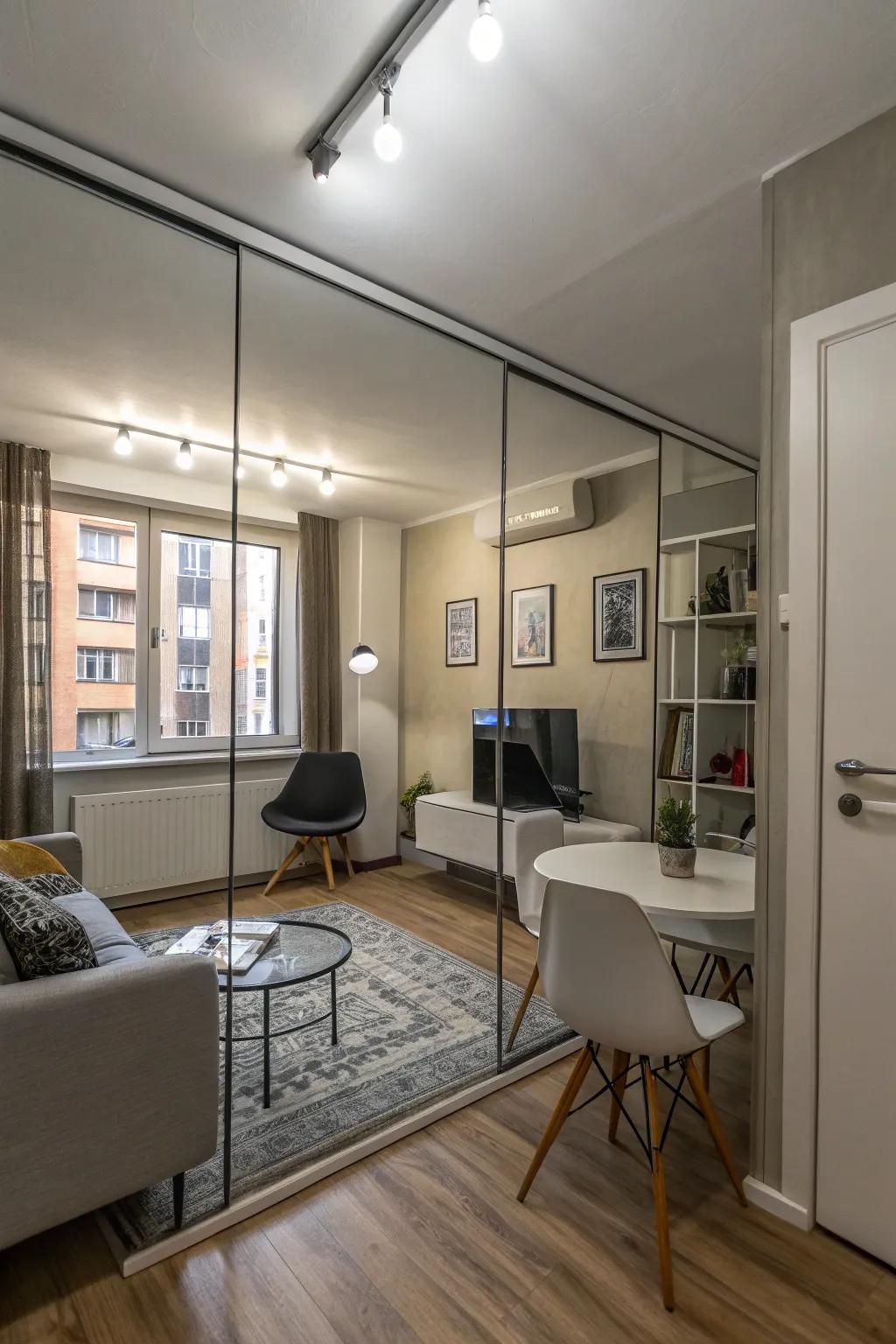 Mirrored ceilings amplify the feel of space and light.