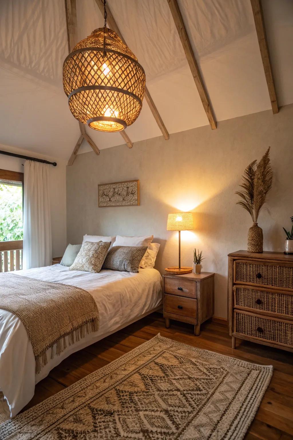 Gentle illumination enhances the snug atmosphere.