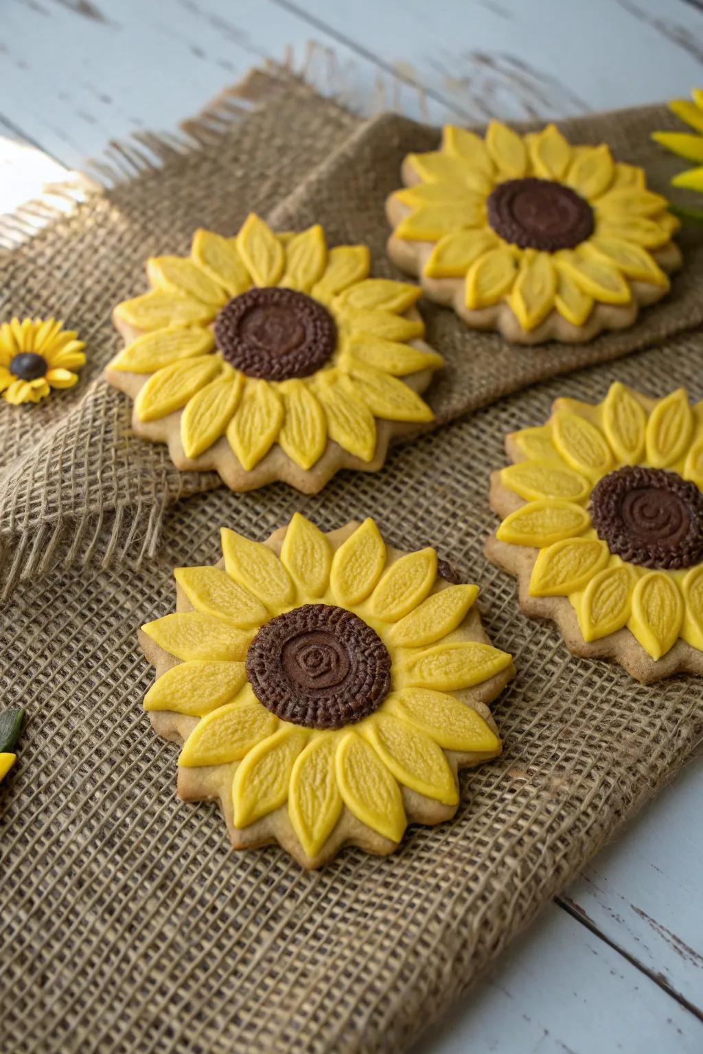 Refined sunflower cookies imparting warmth to your setting.