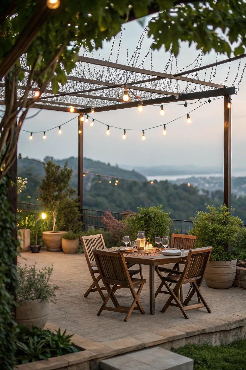Outdoor dining spaces are perfect for hosting events beneath the open sky.