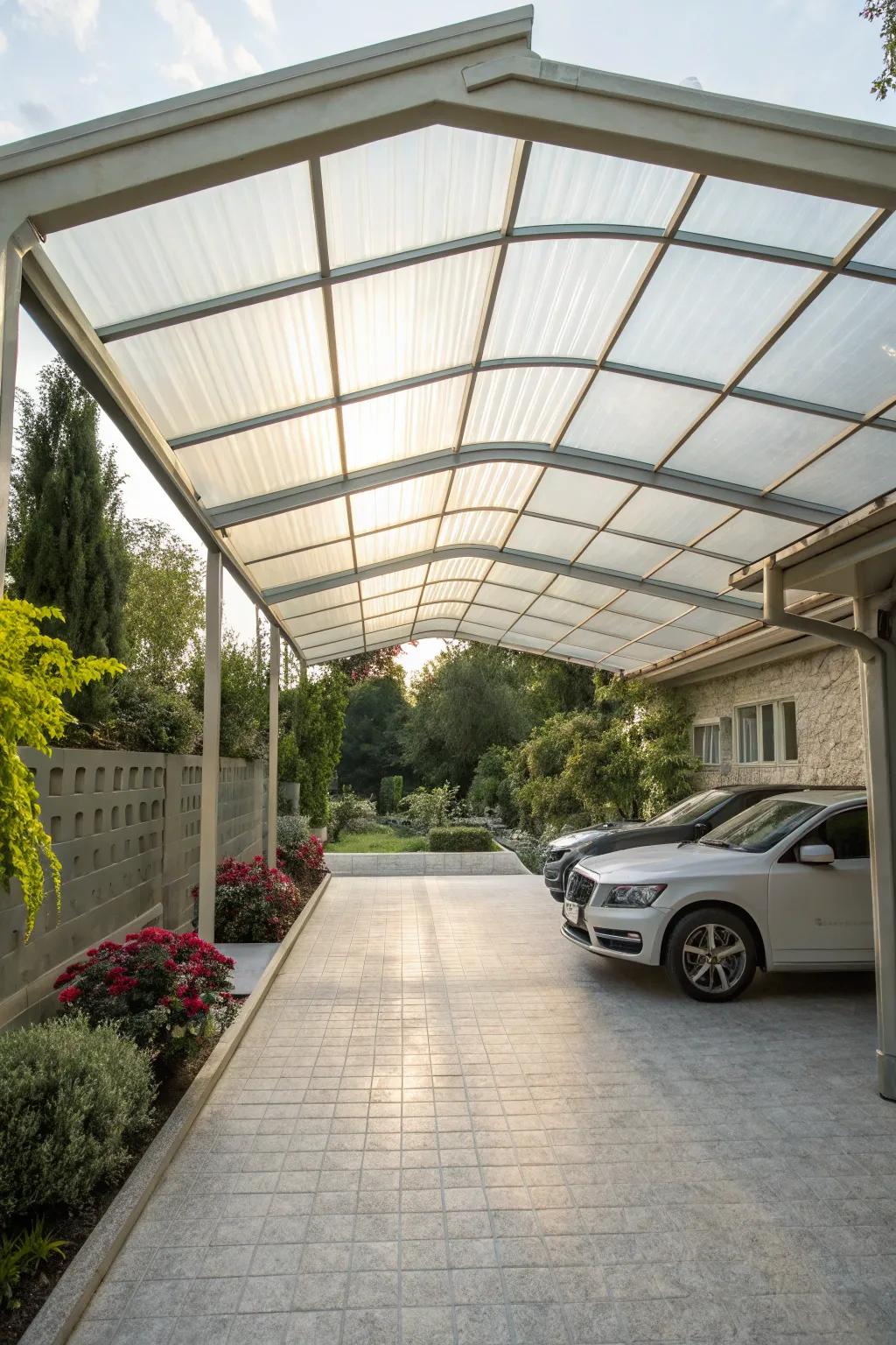 Savor sunlight and fresh air with an open-air carport design.