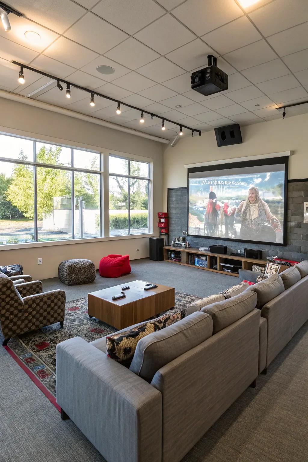 Adaptable entertainment areas to meet your needs, switching easily from movies to gaming.