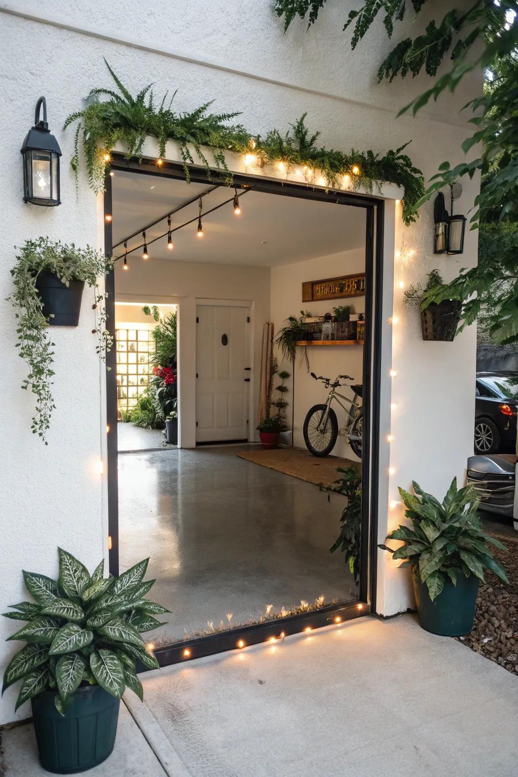 A mirror near the entrance offers convenience and flair.