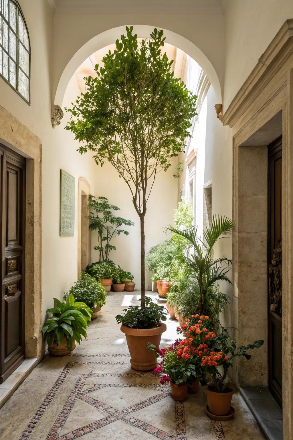 Greenery infuses life and vitality into your entryway.