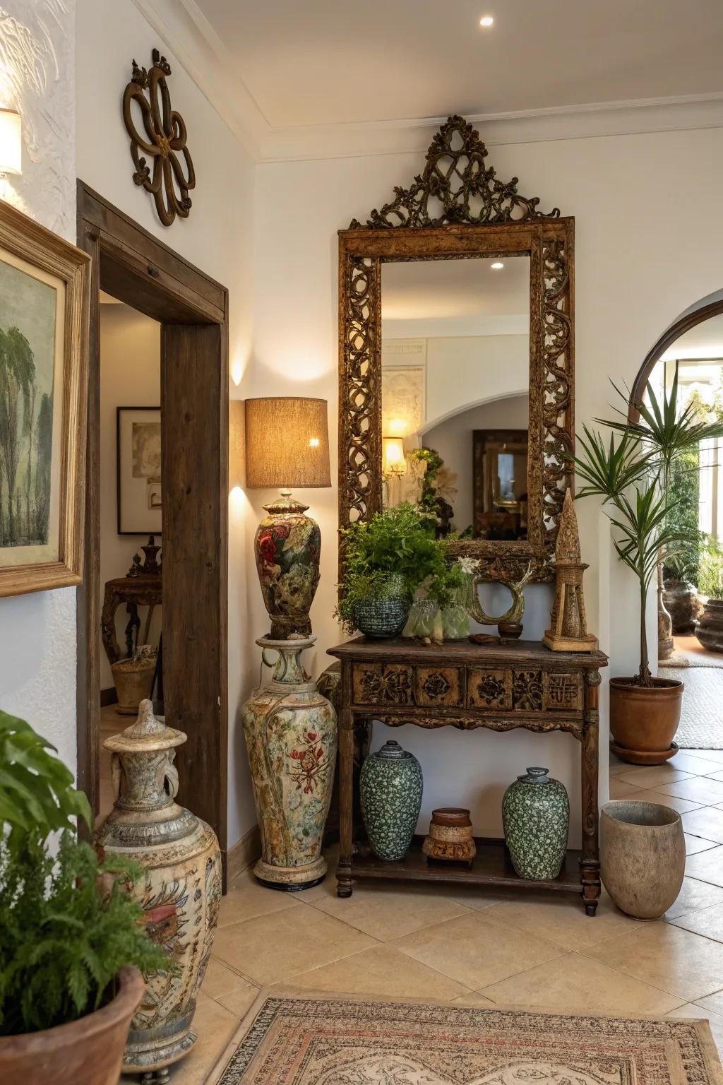 Vintage pieces bring history and character to entryway decor.