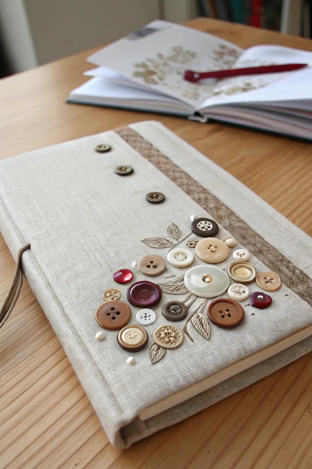 Inject a touch of nostalgia into your reading with a delightful vintage button closure.