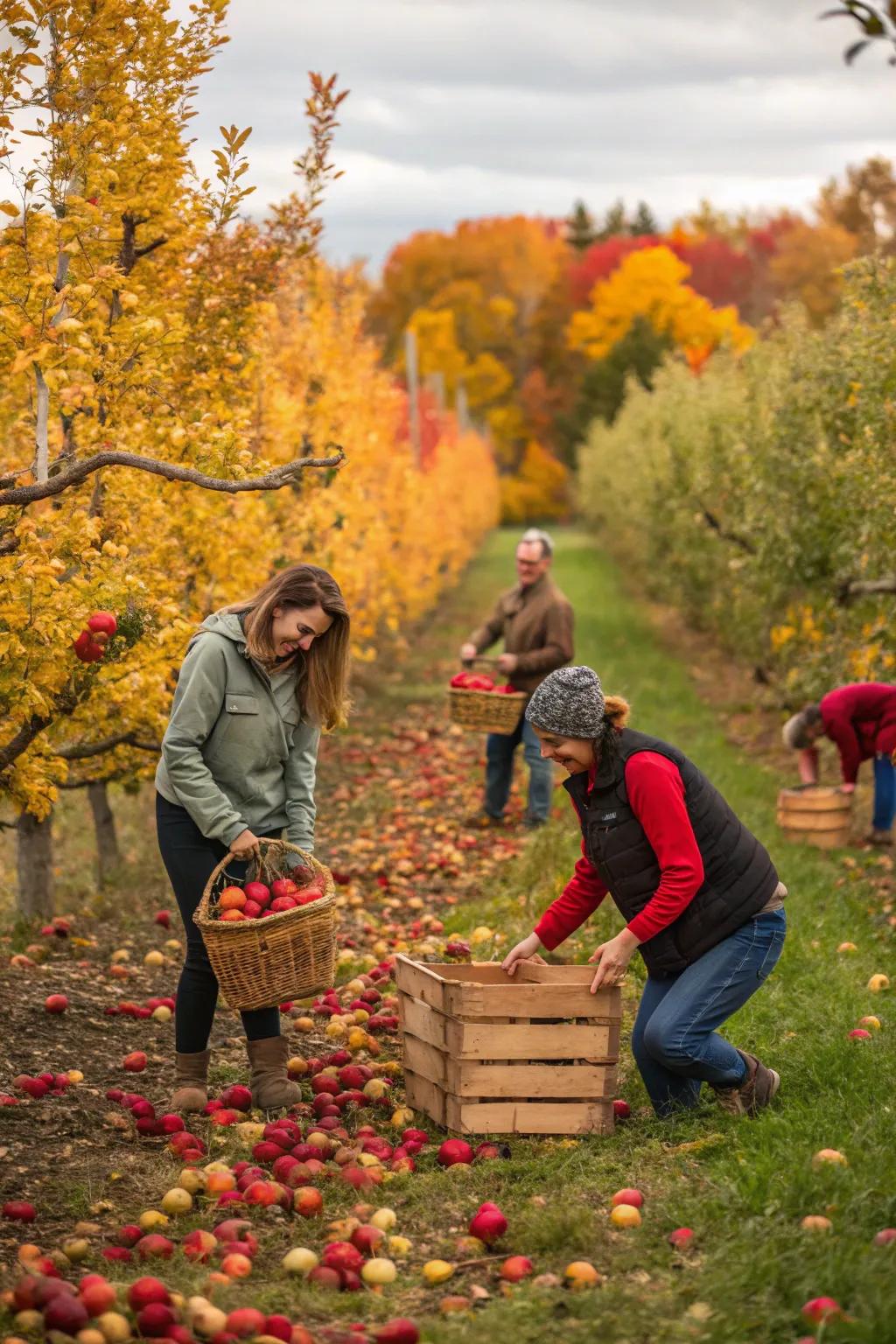 Birthday getaway in an apple garden.