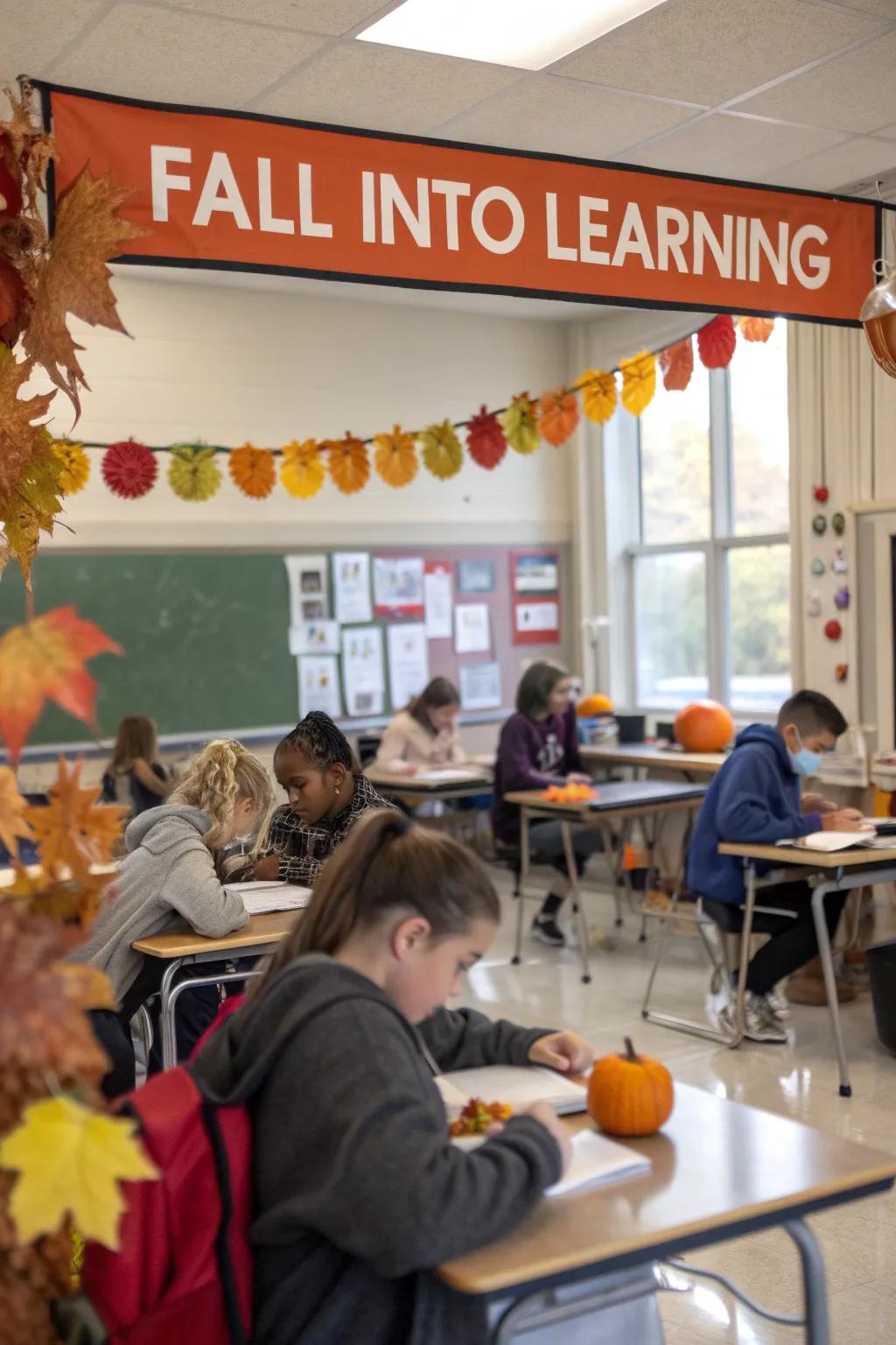 Uplifting autumn-themed pennant to inspire students.