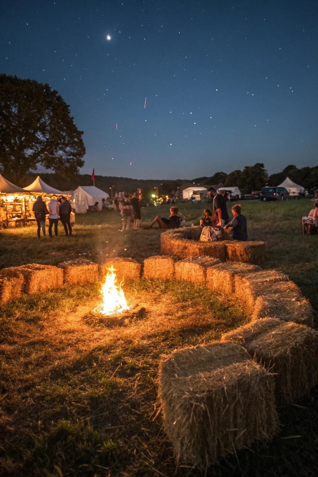 Country-style fodder bundle seating introduces appeal to any fall celebration