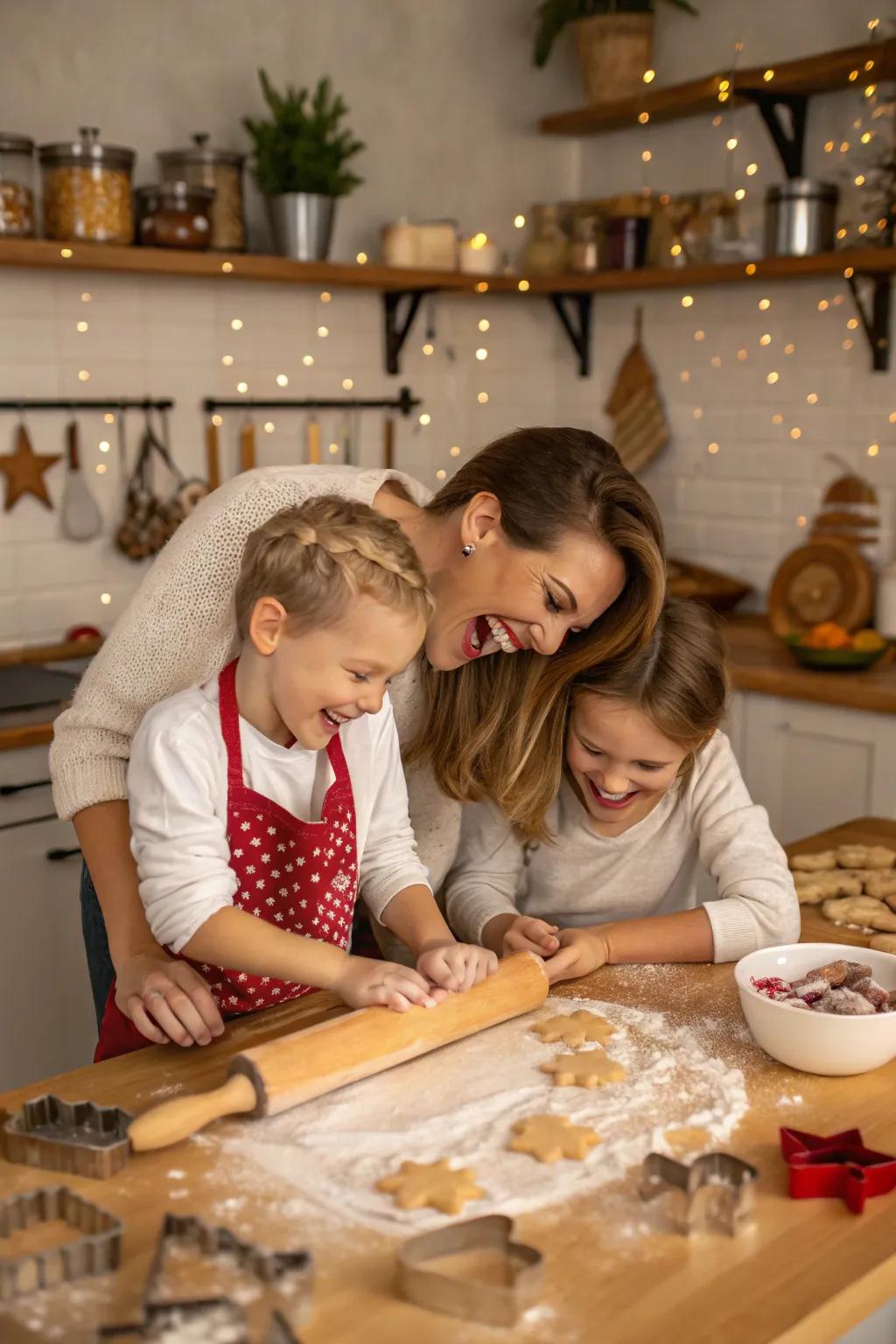 Unscripted moments in the kitchen capture the joy of holiday baking together.